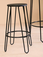 Wooden 3 Piece Bar Table and Stool Set with Black Finish Legs