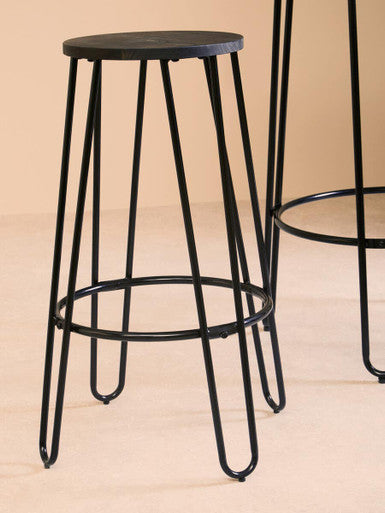 Wooden 3 Piece Bar Table and Stool Set with Black Finish Legs