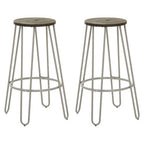 Elm Wood 3 Piece Bar Table and Stool Set with Grey Finish Legs
