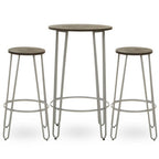 Elm Wood 3 Piece Bar Table and Stool Set with Grey Finish Legs
