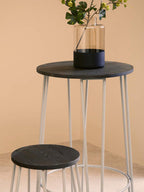 Elm Wood 3 Piece Bar Table and Stool Set with Grey Finish Legs
