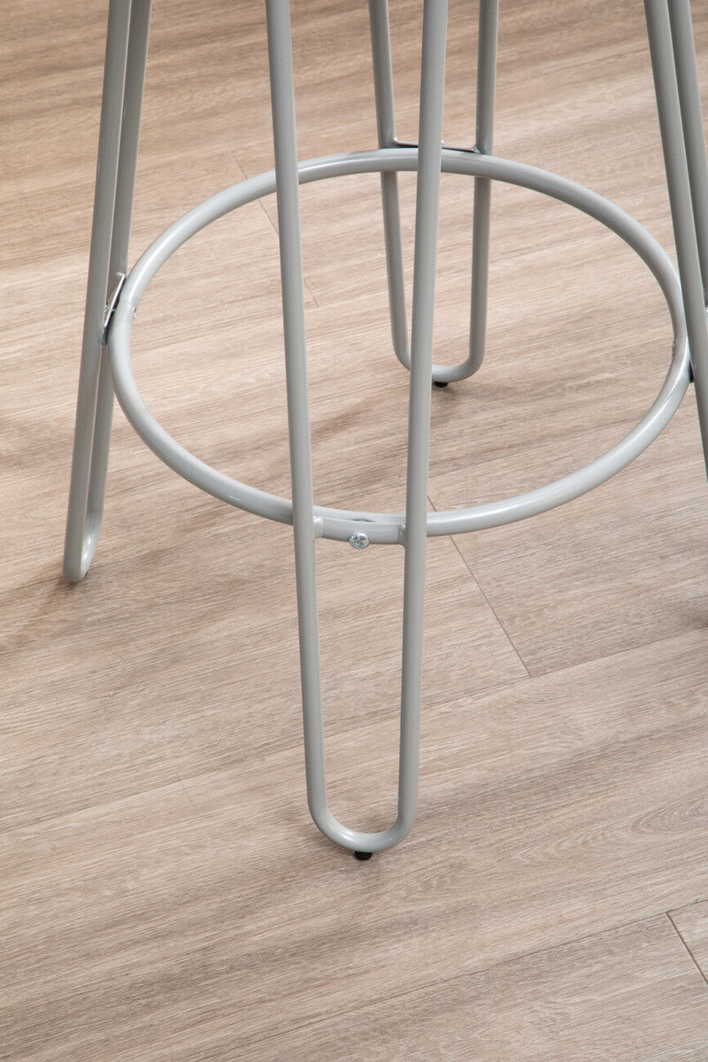 Elm Wood 3 Piece Bar Table and Stool Set with Grey Finish Legs