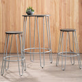 Elm Wood 3 Piece Bar Table and Stool Set with Grey Finish Legs