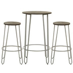 Elm Wood 3 Piece Bar Table and Stool Set with Grey Finish Legs