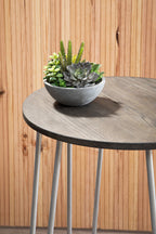 Wooden 3 Piece Bar Table and Stool Set with Silver Finish Legs