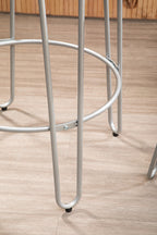 Wooden 3 Piece Bar Table and Stool Set with Silver Finish Legs