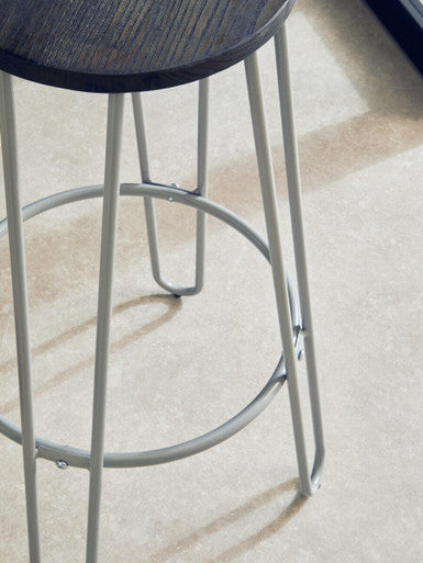 Wooden Bar Stool with Grey Finish Legs