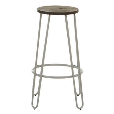 Wooden Bar Stool with Grey Finish Legs
