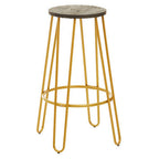 Wooden Bar Stool with Gold Finish Legs