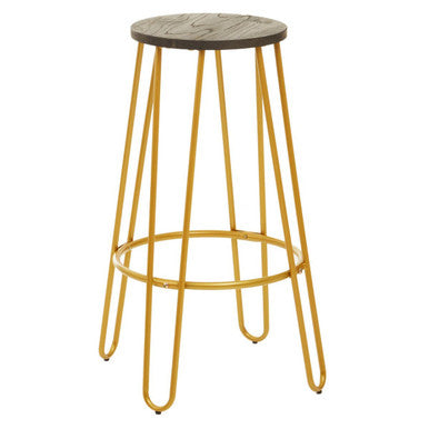 Wooden Bar Stool with Gold Finish Legs