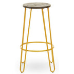 Wooden Bar Stool with Gold Finish Legs