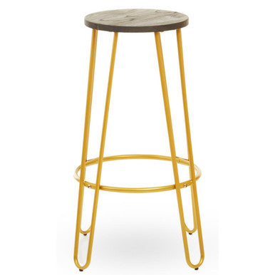 Wooden Bar Stool with Gold Finish Legs