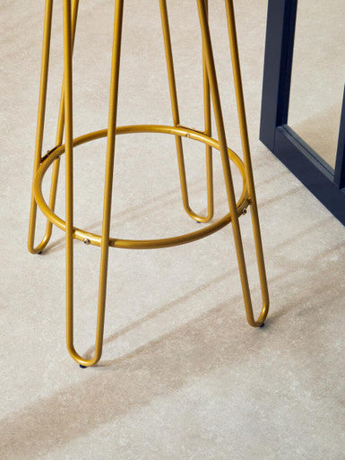 Wooden Bar Stool with Gold Finish Legs