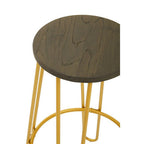 Wooden Bar Stool with Gold Finish Legs