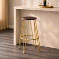 Wooden Bar Stool with Gold Finish Legs