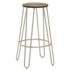 Wooden Bar Stool with Silver Finish Legs