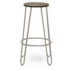Wooden Bar Stool with Silver Finish Legs