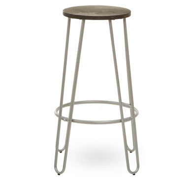 Wooden Bar Stool with Silver Finish Legs