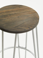 Wooden Bar Stool with Silver Finish Legs