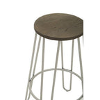 Wooden Bar Stool with Silver Finish Legs