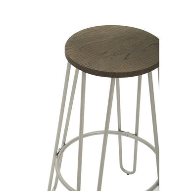 Wooden Bar Stool with Silver Finish Legs