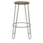 Wooden Bar Stool with Silver Finish Legs