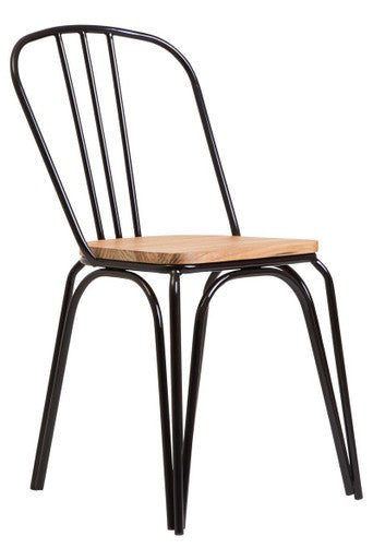 Wooden Dining Chair with Black Finish Frame