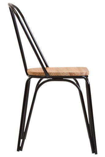 Wooden Dining Chair with Black Finish Frame