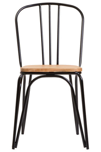 Wooden Dining Chair with Black Finish Frame
