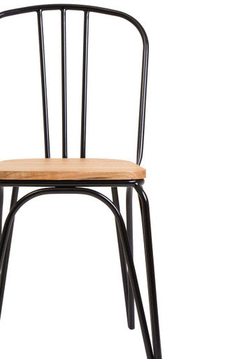 Wooden Dining Chair with Black Finish Frame