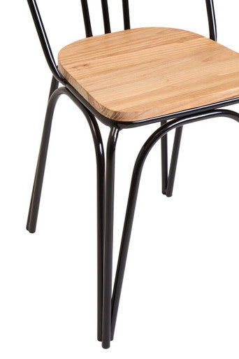 Wooden Dining Chair with Black Finish Frame