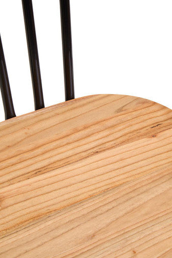Wooden Dining Chair with Black Finish Frame