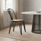Wooden Dining Chair with Black Finish Frame