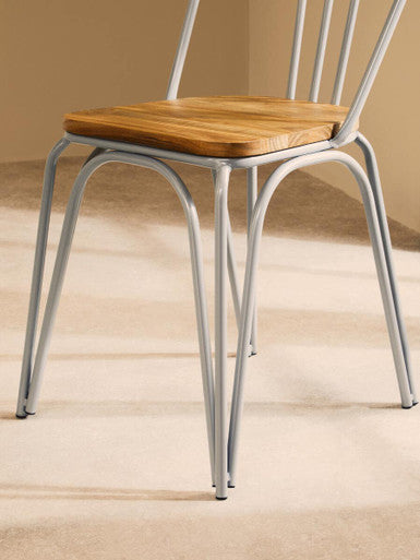 Grey Finish Metal Frame Dining Chair