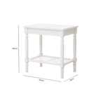 White Wooden Side Table with Rattan Shelf