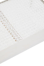 White Wooden Side Table with Rattan Shelf