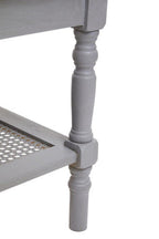 Grey Wash Wooden Coffee Table with Rattan Shelf