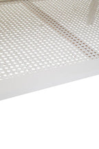 White Wooden Coffee Table with Rattan Shelf