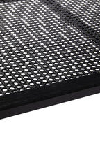 Black Wooden Coffee Table with Rattan Shelf