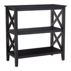 Black Wooden 2 Tier Bookshelf with Cross Detail