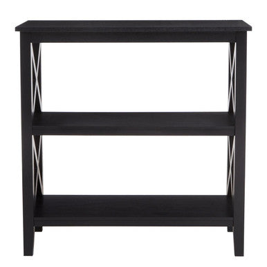 Black Wooden 2 Tier Bookshelf with Cross Detail