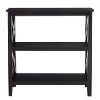 Black Wooden 2 Tier Bookshelf with Cross Detail