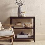 Black Wooden 2 Tier Bookshelf with Cross Detail