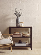 Black Wooden 2 Tier Bookshelf with Cross Detail