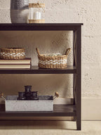 Black Wooden 2 Tier Bookshelf with Cross Detail