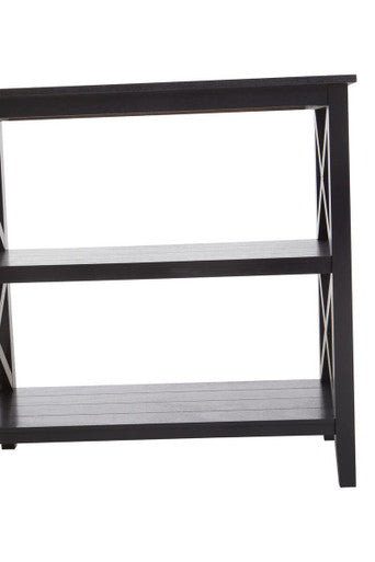 Black Wooden 2 Tier Bookshelf with Cross Detail