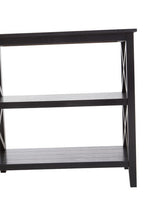 Black Wooden 2 Tier Bookshelf with Cross Detail