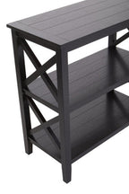 Black Wooden 2 Tier Bookshelf with Cross Detail