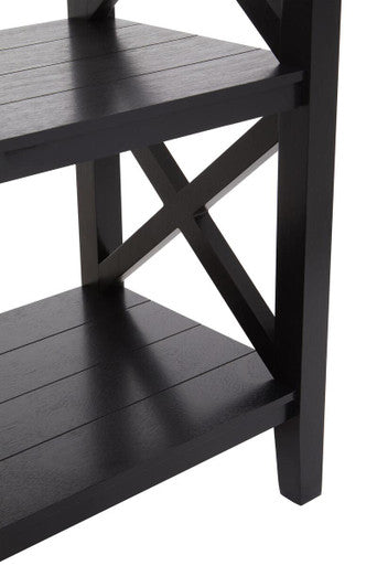 Black Wooden 2 Tier Bookshelf with Cross Detail
