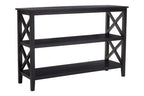 Black Wooden Large 2 Tier Bookshelf with Cross Detail